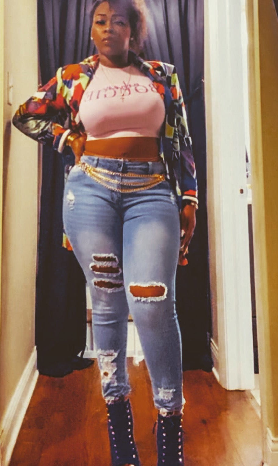 Royalty Crew Neck Crop Tee